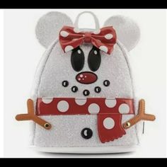 Loungefly Minnie Mouse Snowman Sequin Christmas Mini Backpack Disney Snowman, Mouse Cosplay, Disney 50th Anniversary, Sequin Backpack, Disney Bags