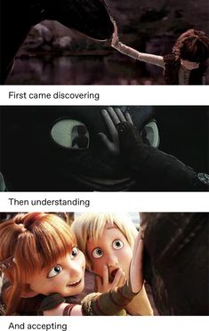 two different pictures with the same caption for each character in disney's animated movie