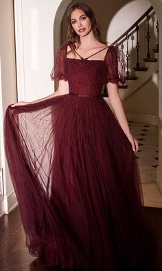 Cinderella Divine B712 In Red Maroon Gown, Character Bank, Unique Prom Dresses