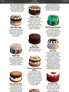 an image of different types of cakes on the page, including one with white frosting and