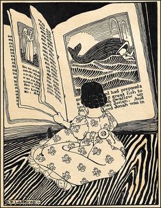 an illustration of a girl reading a book