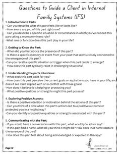 Questions to ask in IFS Therapy to understand ‘parts’ of ourselves. — A Ducks Therapist Questions To Ask As A Therapist, Ifs Therapy Parts, Ifs Parts Mapping, Parts Work Therapy, Therapy Check In Questions, Ifs Parts, Career Manifestation, Ifs Therapy, Social Work Interventions