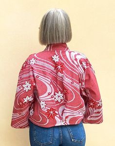 Buy Crop Kimono Jacket With Red and White Flowers Online in India - Etsy Red Long Sleeve Kimono For Spring, Red Kimono Sleeve Outerwear For Spring, Red Outerwear With Kimono Sleeves For Spring, Red Summer Outerwear With Kimono Sleeves, Red Long Sleeve Kimono With Floral Print, Red Floral Print Long Sleeve Kimono, Summer Floral Print Red Outerwear, Red Cotton Kimono With Long Sleeves, Red Cotton Long Sleeve Kimono