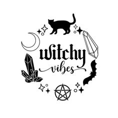 a black and white logo with the words witch vibes