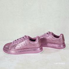 Brand New Beautiful Metallic Pink Upper And Platform Covered With Rhinestones Cushy Raised Foot-Bed Dazzle Night Or Day In Comfort. Designed By Berness Runs Tts Pink Platform Sneakers, Pink Platform, Pink Platforms, Foot Bed, Metallic Pink, Shoes Color, Platform Sneakers, Tennis Shoes, Womens Shoes Sneakers