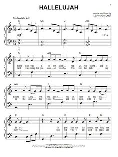 sheet music with the words halejuah on it