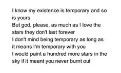 a poem written in black and white with the words, i know my experience is temporary and so is yours