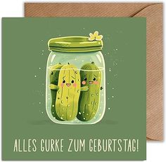 a card with two cacti in a jar and the words, alles gorke zu geburtstag