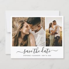 save the date card with two photos on it