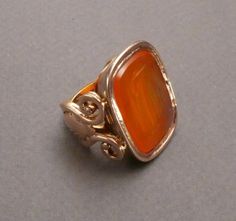 10K Georgian carnelian signet ring c 1810 size 4.25 Formal Carnelian Signet Ring With Polished Finish, Classic Carnelian Signet Ring For Formal Events, Classic Carnelian Signet Ring For Formal Occasions, Formal Orange Cabochon Ring, Classic Carnelian Signet Ring For Anniversary, Formal Carnelian Oval Signet Ring, Formal Oval Carnelian Signet Ring, Formal Carnelian Oval Cabochon Jewelry, Formal Oval Cabochon Carnelian Jewelry