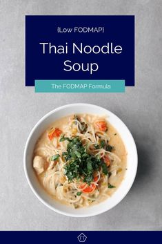 thai noodle soup in a bowl with the title low fodmap