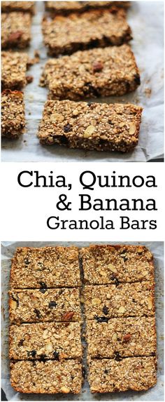 homemade granola bars made with quinoa and banana are ready to be eaten