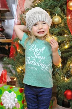 KIDS Don't stop believing crew neck t-shirt- more colors Dont Stop Believing, Cutie Patootie, Neck T Shirt, Crochet Hats, Crew Neck, Crochet