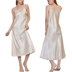 PRICES MAY VARY. Soft Fabric:The satin nightgown,silk slip dress,sexy lingerie,nighty for women is buttery smooth with a feather light drape and flow soft and snug to against your skin Features:Satin slip chemise nightgown with adjustable spaghetti strap for a good fit,sexy v neck,ruffle wave hem,A line style,these chic designs make this satin mini slip dress looks more elegant and charming Sexy Design:Silky satin lingerie nightwear is a good choice for Valentine's Day,Birthday,Anniversary gifts