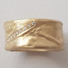 Wide Wedding Bands For Women, Wedding Band Thick, Organic Gold Ring, Wide Gold Band, Textured Gold Ring, Tsavorite Ring, Wide Wedding Rings, Hammered Gold Ring, Gold Diamond Wedding Rings