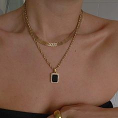 Black Diamond Necklace, Accessories Classy, Fancy Jewelry, Chic Jewelry, Girly Jewelry, Dream Jewelry, Gold Chain Necklace