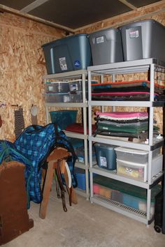 the storage room is filled with various items