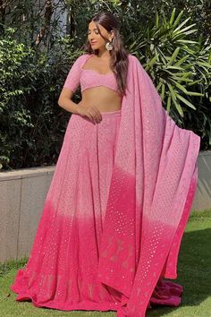 Hand embroidered chikankari pink lehenga with blouse and dupatta Lucknowi Chikankari Lehenga, Lucknowi Lehenga, Lehenga Designs Latest, Purple Lehenga, Mukaish Work, Chikankari Embroidery, Simple Lehenga, Latest Bridal Lehenga