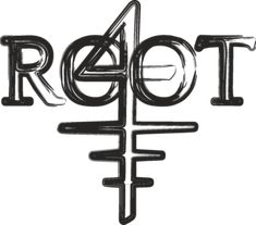 the word rotf written in black and white