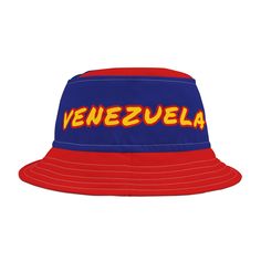 This Venezuela bucket hat is a patriotic national team fan hat for any sport with the Venezuelan flag colors of yellow, blue and red, flag emblem on top, and the word "Venezuela" on a polyester bucket hat. Makes a perfect bucket hat for a national holiday, sporting event, Venezuelan party or Halloween party costume, Halloween costume, summer hat, team Venezuela hat, baseball fan hat, game day hat, soccer fan hat, football fan hat, basketball fan hat, soccer fan apparel, Venezuela hat, Venezuelan Multicolor Snapback Hats For Sports Events, Red Sports Event Hats With Letter Print, Red Sports Hat With Letter Print, Red Letter Print Hats For Sports Events, Red Hats With Letter Print For Sports Events, Red Sports Fan Hat, Red Sports Fan Hat For Sports Events, Curved Brim Bucket Hat, Patriotic Curved Brim Hat For Sports Events