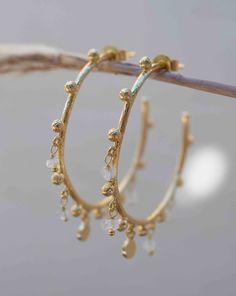 Moonstone Hoop Earrings 18k Gold Plated Earrings Gemstone Post boho Design Handmade Jewelry Gift for Her ME214 - Etsy Bohemian Gold Hoop Earrings With Dangling Charms, Bohemian Hoop Earrings With Dangling Charms As Gift, Bohemian Hoop Earrings With Dangling Charms For Gift, Bohemian Small Hoop Yellow Gold Earrings, Bohemian Yellow Gold Small Hoop Earrings, Moonstone Birthstone, Boho Design, Handmade Jewelry Gift, June Birthstone