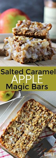 salted caramel apple magic bars are an easy dessert recipe that is perfect for the holidays