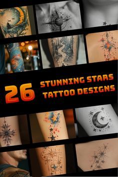 Stars Tattoo Designs, Clouds And Stars Tattoo, Best Star Tattoos, Whimsical Tattoos, Stars Tattoo, Star Outline