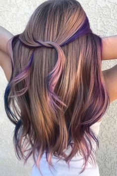 Lilac Hair Color, Peekaboo Hair, Rainbow Hair Color, Hair Color Chart, Purple Highlights, Lilac Hair, Hair Dye Colors, Hair Color Balayage