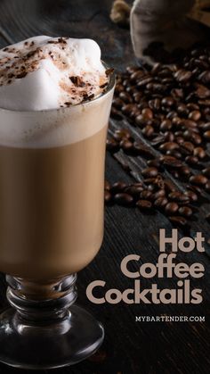 There’s nothing like warming up on a chilly fall or winter night with a hot coffee cocktail to make you feel cozy. The rich flavors of coffee combine with spirits and spices to create hot coffee cocktails that are as festive as the cool-weather seasons of the year. Whether you’re out for the evening, curling up by the hearth at home, or enjoying an apres-ski drink on a winter vacation, a hot coffee cocktail hits the spot. #HotCoffeeCocktails via @mybartender Coffee Cocktail Recipes, Hot Alcoholic Drinks, Alcoholic Coffee Drinks, Coffee Vodka, Coffee Recipes Hot, Warm Cocktails, Hot Coffee Drinks, Hot Toddies Recipe, Liquor Recipes