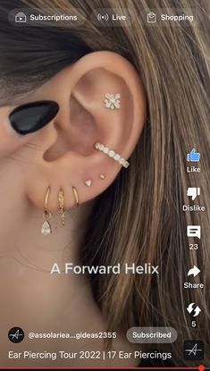 the ear piercings are being displayed in this screenshote screen graber image