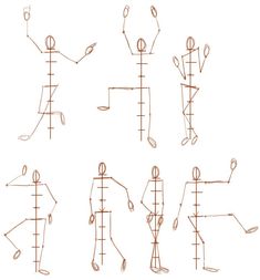 an image of a drawing of people doing different things on the same page as well as lines and shapes