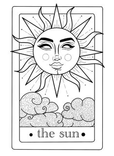 the sun with clouds in it coloring page