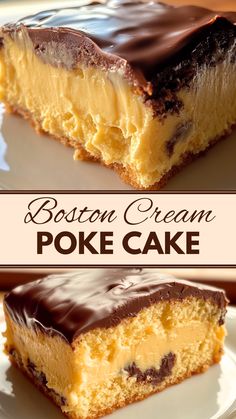 Get ready for a delicious twist on a classic dessert! This Boston Cream Poke Cake features a moist vanilla cake infused with creamy vanilla pudding and topped with rich chocolate ganache. Perfect for parties, potlucks, or family gatherings, this sweet treat will leave everyone wanting more. Save this recipe today to impress your friends and family! Poke Cake With Vanilla Pudding, Cake With Vanilla Pudding, Boston Cream Pie Poke Cake, Cream Poke Cake, Boston Cream Poke Cake, Deserts Recipes, Creme Pie, Homemade Chocolate Frosting, Cake Mix Ingredients