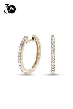 These hoop earrings have a 30 diamonds for a 0.50ctw of diamonds and is in 14k gold. These earrings have a length of 19.8mm. Diamond Hoop Earrings, Hoop Earrings, Diamonds, Yellow Gold, Yellow, Gold