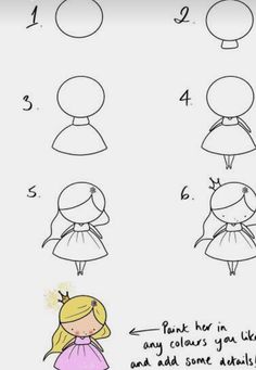 Doll Drawing Easy, How To Draw Kids, Girl Outlines, Doodle People, Pencil Drawings For Beginners, Doll Drawing, Art Kits For Kids