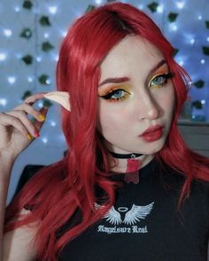 Fire Elf Makeup, Red Hair Elf, Eyeliner Ideas, Redhead Makeup, Elf Girl, Alt Makeup, Anime Pics, Instagram Girls