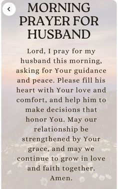 a poem with the words morning prayer for husband