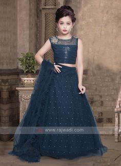 Lehnga Choli For Girls, Blue Color Lehenga, Latest Lehenga Design, Baby Dress Crochet, Indian Dresses For Kids, Lehenga For Girls, Dress Crochet Pattern, Kids Party Wear Dresses