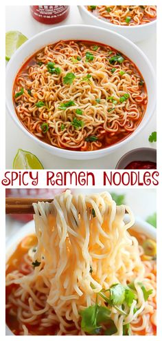 two pictures showing different types of ramen noodles