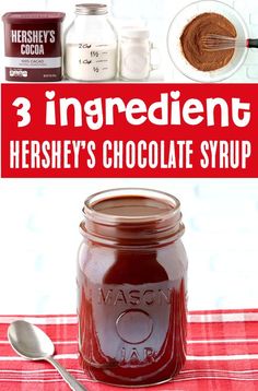 Chocolate Syrup Recipe Ice Cream Syrup Recipes, Chocolate Milk Syrup, Syrup Recipe Homemade, Best Chocolate Milk, Chocolate Syrup Recipe, Mocha Frappe Recipe, Chocolate Syrup Recipes, Desserts With Few Ingredients, Hershey Syrup