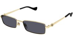 Gucci GG Logo sunglasses model GG1600S rectangle metal frame color code 001 shiny endura gold with gold temple and solid grey lens. Gucci Gold Tinted Sunglasses, Gucci Gold Sunglasses With Uv Protection, Designer Gold Rectangular Sunglasses, Logo Sunglasses, Shapes Images, Sunglasses Logo, Sunglasses Model, Gg Logo, Ski Goggles