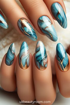 2024’s Most Stunning Blue Nail Designs Unveiled Marble Nail Designs, Baby Blue Nails, Nagellack Trends, Nails Today, Summery Nails, Blue Nail Designs, Blue Nail, Marble Nails, Nail Designs Spring