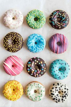 there are many different donuts on the table