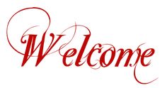 the word welcome written in red ink