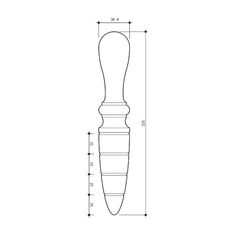 a drawing of the front end of a wooden door handle with measurements for each side