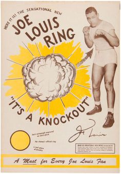 an old ad for joe louis ring, with a man holding a punch in his right hand