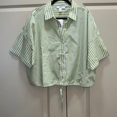 New Forever 21 Striped Shirt, Size 3x, Never Worn, Tags Still Attached, Colors Include Green & White, Button Down Shirt With String At Bottom For Option To Adjust At Waist, Has A Collar, 100% Cotton, Will Come From A Pet/Smoke Free Home Fyi, Can Be Cropped Based On Your Height Forever 21 Collared Summer Tops, Forever 21 Shirt For Spring Day Out, Forever 21 Collared Tops For Summer, Casual Collared Tops From Forever 21, Forever 21 Summer Button-up Blouse, Forever 21 Relaxed Fit Short Sleeve Tops, Forever 21 Summer Shirt For Day Out, Forever 21 Casual Shirt For Spring, Forever 21 Collared Tops For Day Out