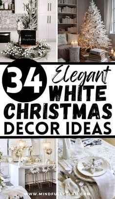 White Decorated Christmas Tree Ideas, White And Wood Christmas Decor, White Poinsettia Christmas Decor, Christmas Table Centerpieces Simple, Christmas Centerpieces For Table Elegant, White Christmas Tree Ideas Color Schemes, Christmas Silver And White, All White Christmas Decor, Silver And White Christmas Decor