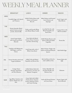 the weekly meal planner is shown here