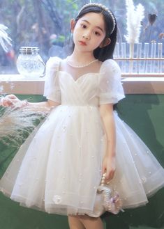 Elegant White Nail Bead Floral Tulle Kids Long Dresses SummerFabric: TulleSize & Fit: Fit: This garment fits true to size.Length: Size 130 measures 70cm from shoulder to hemBust:The bust size for size 130 measures around 68cmWash: Hand Wash Cold. Kids Long Dress, Long Dresses Summer, White Nail, Girls Dresses Summer, Long Summer Dresses, Dresses Summer, Tulle Fabric, Dress Jewelry, Long Dresses